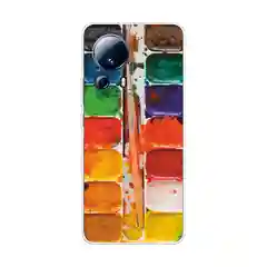 Бордовый силиконовый чехол на Xiaomi 13 Lite / Сяоми 13 Лайт прозрачный, с рисунком, защита камеры