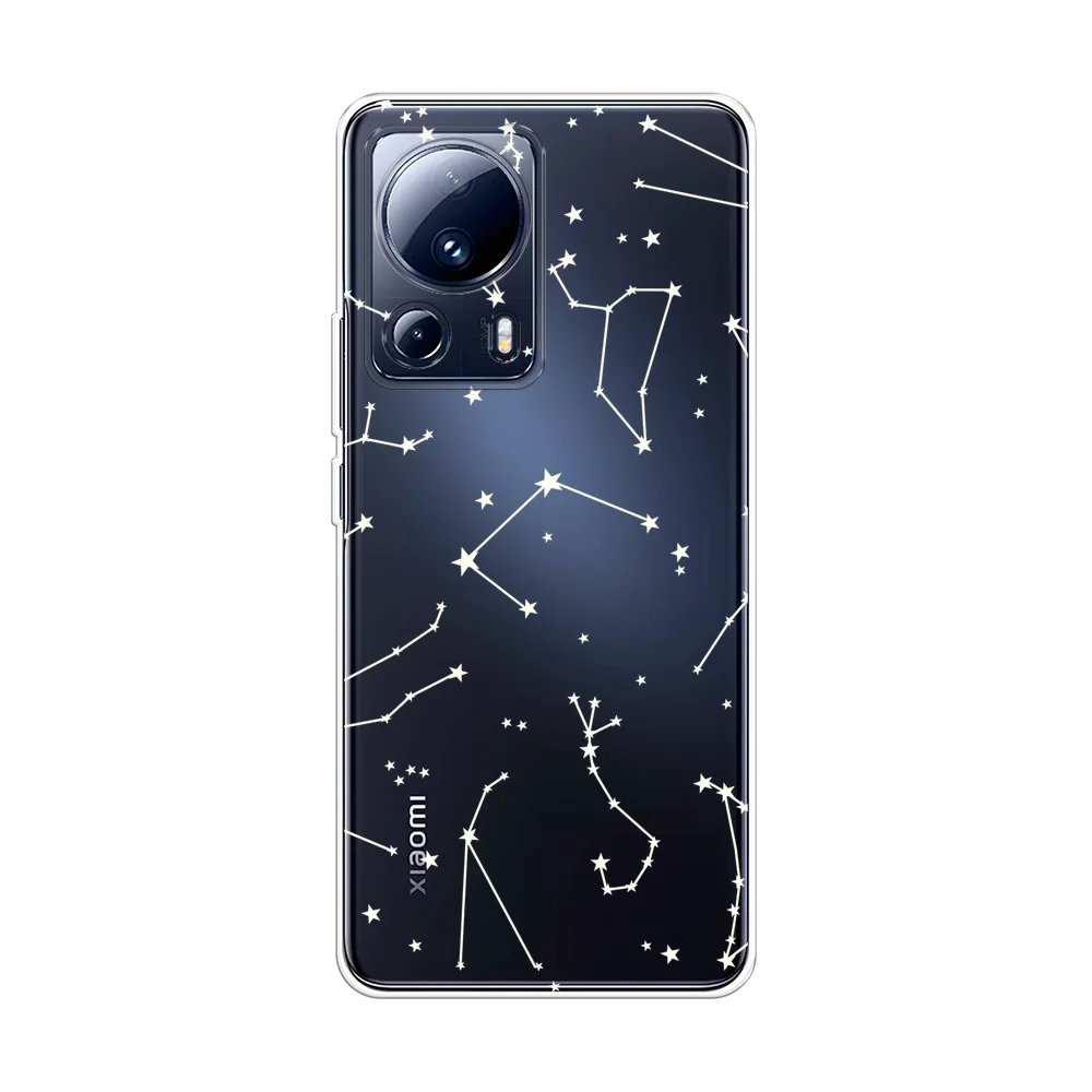 Прозрачный силиконовый чехол на Xiaomi 13 Lite / Сяоми 13 Лайт прозрачный, с рисунком, защита камеры
