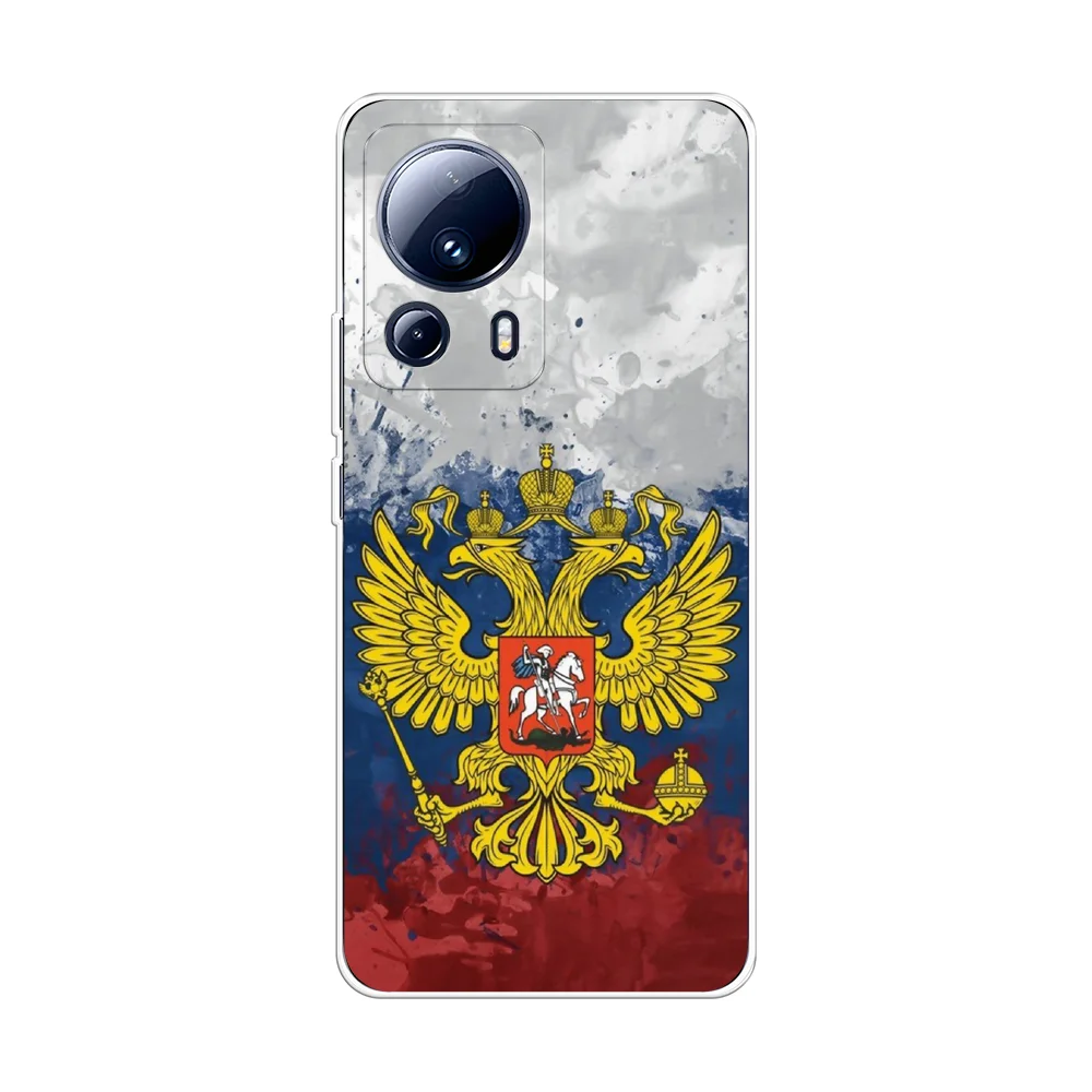 Синий силиконовый чехол на Xiaomi 13 Lite / Сяоми 13 Лайт прозрачный, с рисунком, защита камеры