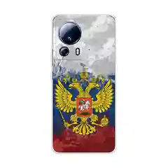 Синий силиконовый чехол на Xiaomi 13 Lite / Сяоми 13 Лайт прозрачный, с рисунком, защита камеры