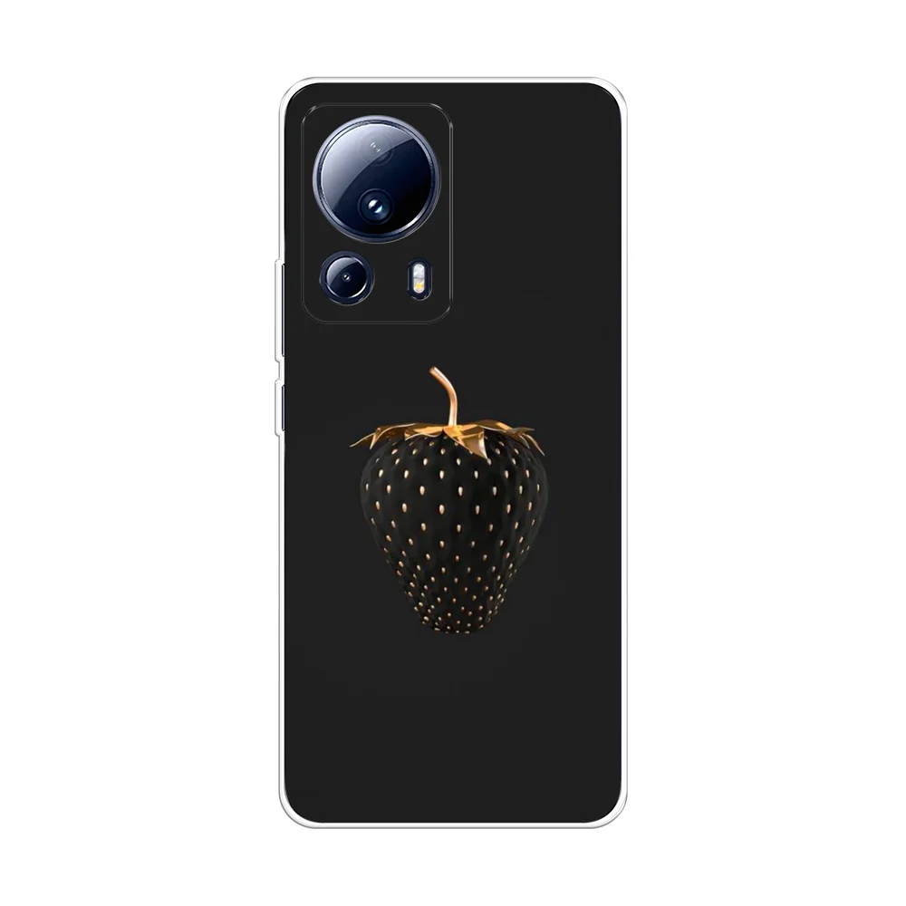 Разноцветный силиконовый чехол на Xiaomi 13 Lite / Сяоми 13 Лайт прозрачный, с рисунком, защита камеры