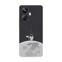 Серебряный чехол на Realme 10 Pro+ / Реалми 10 Про плюс прозрачный, с рисунком, защита камеры