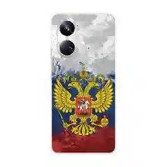 Синий чехол на Realme 10 Pro+ / Реалми 10 Про плюс прозрачный, с рисунком, защита камеры