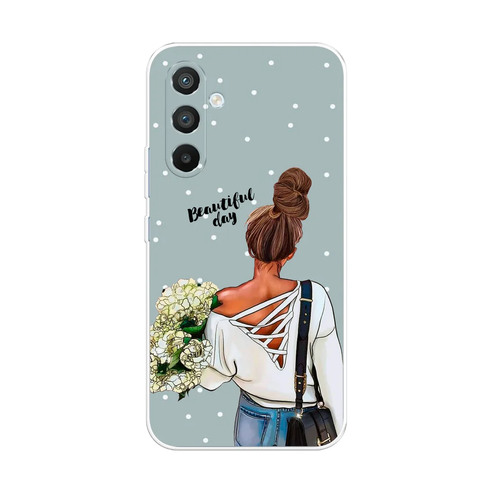 Тёмно-серый силиконовый чехол на Samsung Galaxy A54 5G / Самсунг A54 прозрачный, с рисунком