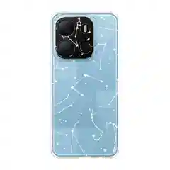 Прозрачный силиконовый чехол на Tecno Pop 7 / Текно Поп 7 прозрачный, с рисунком, защита камеры