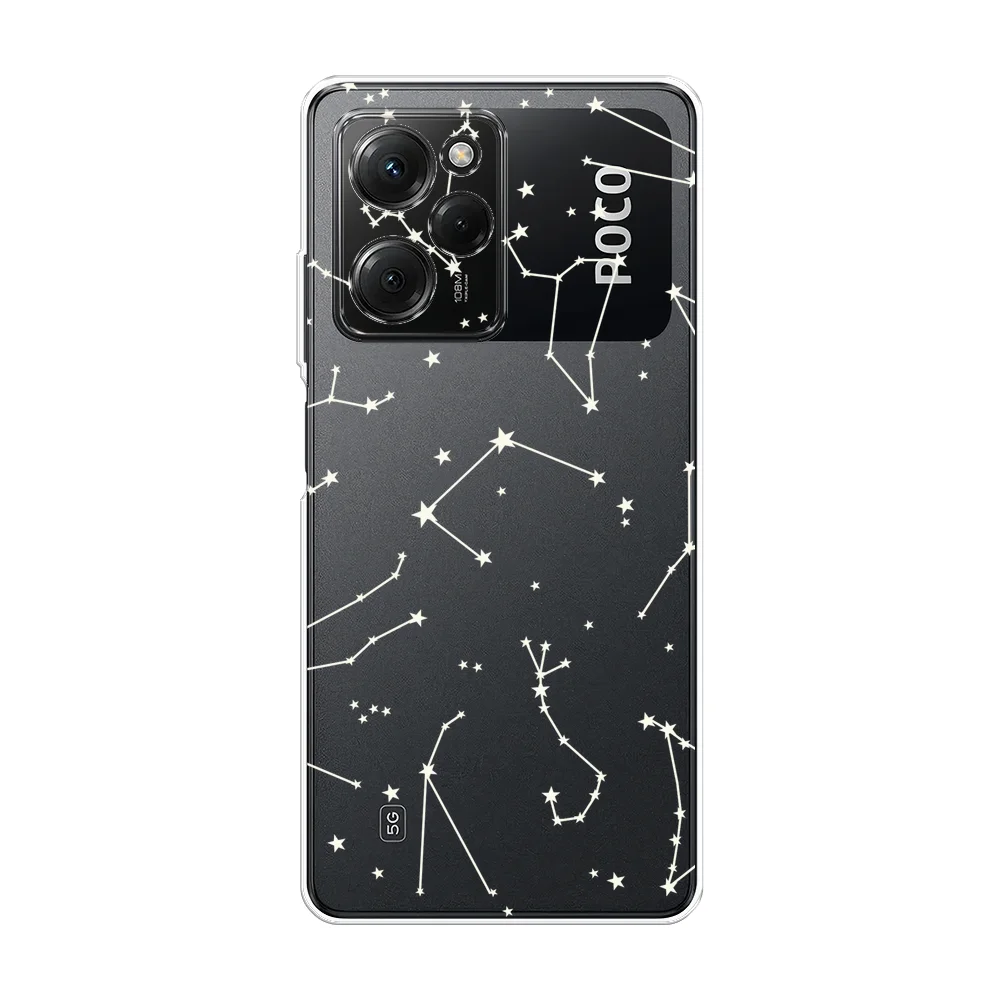 Прозрачный чехол на Xiaomi Poco X5 Pro 5G / Поко Х5 Про 5G прозрачный, с рисунком, защита камеры