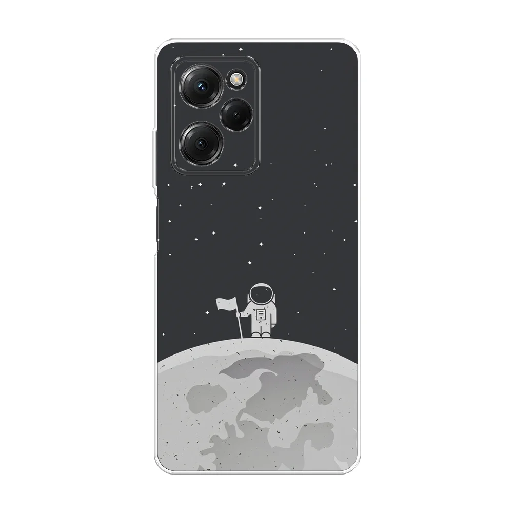 Серебряный чехол на Xiaomi Poco X5 Pro 5G / Поко Х5 Про 5G прозрачный, с рисунком, защита камеры