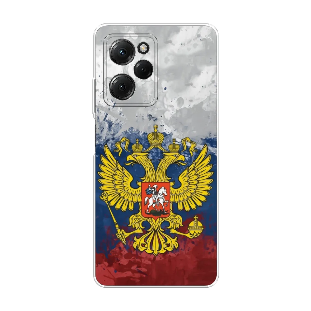 Синий чехол на Xiaomi Poco X5 Pro 5G / Поко Х5 Про 5G прозрачный, с рисунком, защита камеры