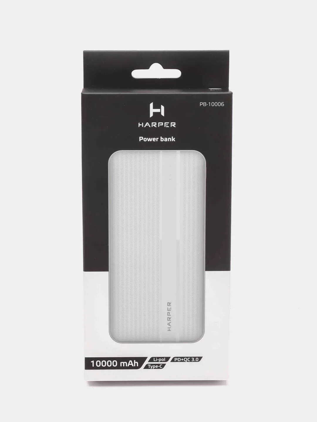 Внешний аккумулятор Harper PB-10006W, 10000 мАч, быстрая зарядка, Micro USB, Type-C