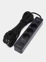 Сетевой фильтр Harper UCH-440, 5 метров, 3 розетки, 2 USB, Type-C, 4000 Вт, черный