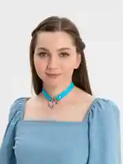 Голубой чокер с замком-сердечком и ключом, женский, на шею