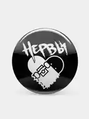 Черный значок "Нервы", 37 мм