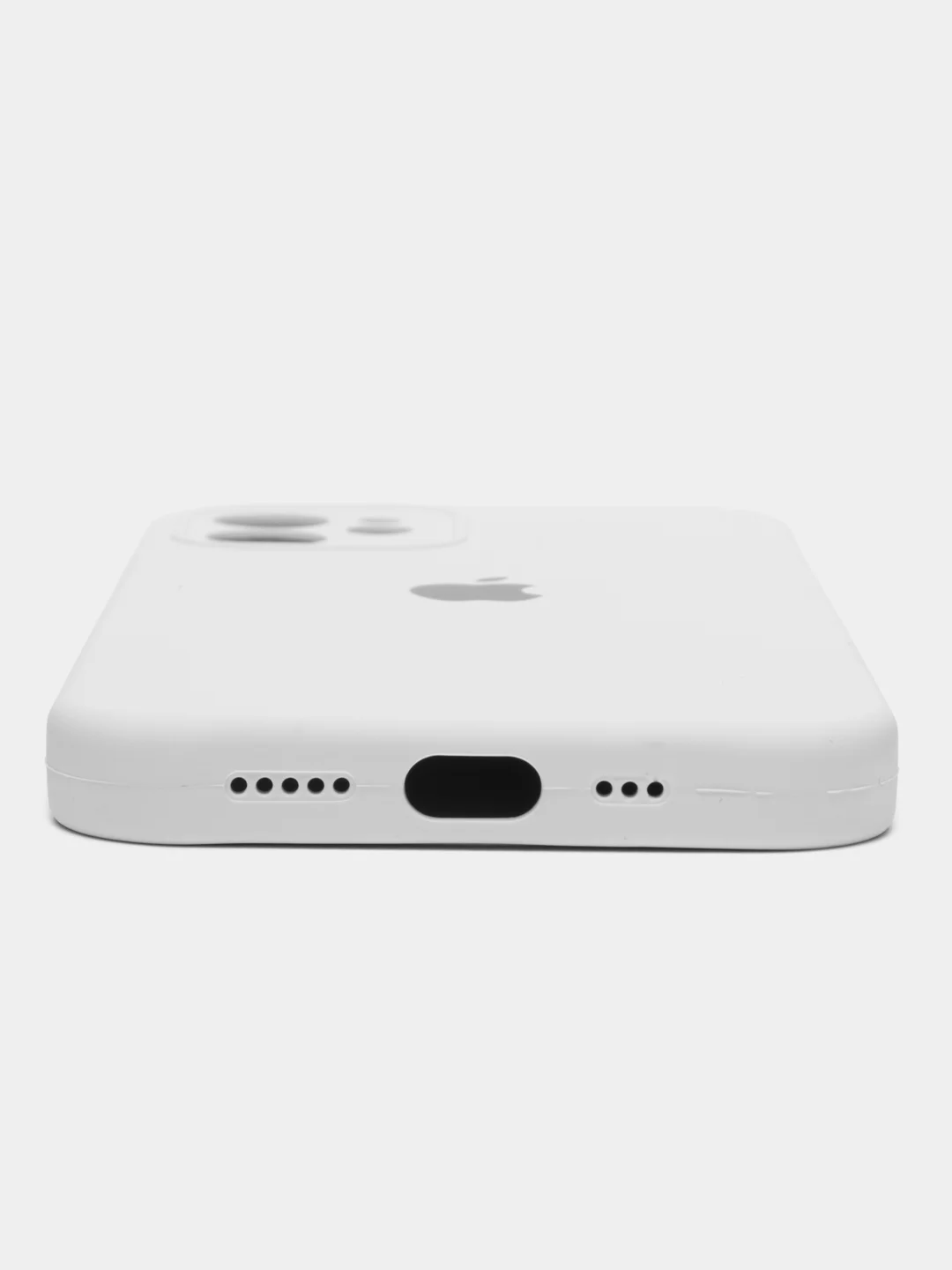 Белый чехол Silicone Case iPhone 12, 13, 14, Pro, Pro Max, с закрытым низом, айфон, силикон кейс