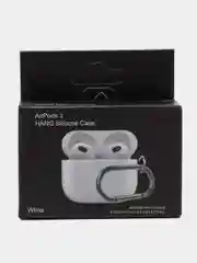 Белый силиконовый чехол для Apple AirPods 3 поколения 2021 (с карабином)