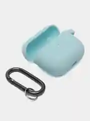 Небесно-голубой силиконовый чехол для Apple AirPods 3 поколения 2021 (с карабином)