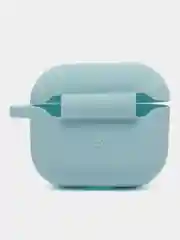 Небесно-голубой силиконовый чехол для Apple AirPods 3 поколения 2021 (с карабином)
