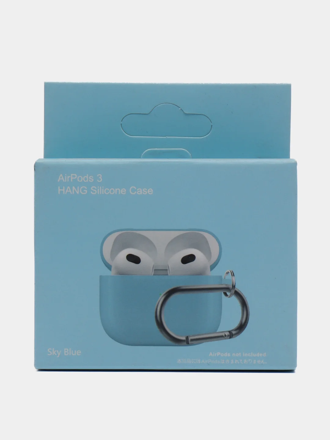 Небесно-голубой силиконовый чехол для Apple AirPods 3 поколения 2021 (с карабином)