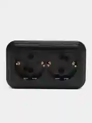 Розетка 2-местная с заземляющим контактом, 250В, 16А,черный,39696