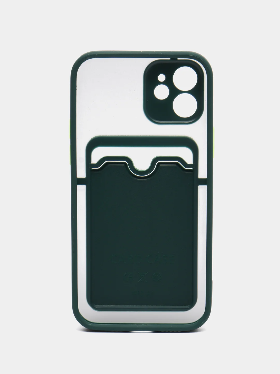 Тёмно-бирюзовый чехол на iPhone XR, X, XS, 11, 12, 12Pro, 13, 13 Pro, с карманом для карт