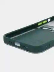 Тёмно-бирюзовый чехол на iPhone XR, X, XS, 11, 12, 12Pro, 13, 13 Pro, с карманом для карт
