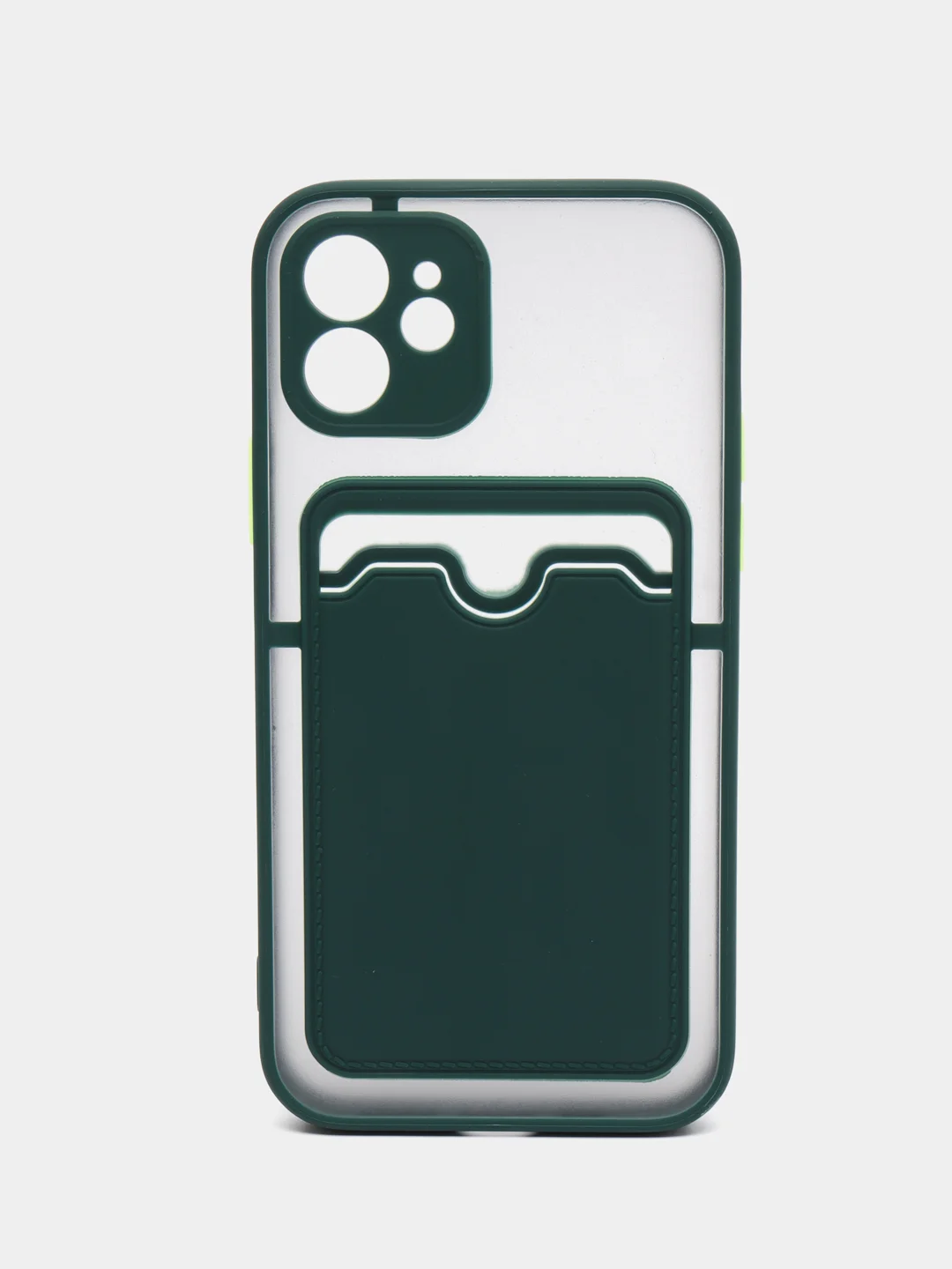 Тёмно-бирюзовый чехол на iPhone XR, X, XS, 11, 12, 12Pro, 13, 13 Pro, с карманом для карт