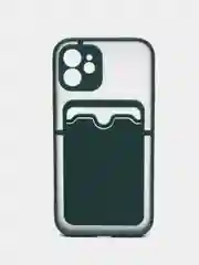 Тёмно-бирюзовый чехол на iPhone XR, X, XS, 11, 12, 12Pro, 13, 13 Pro, с карманом для карт