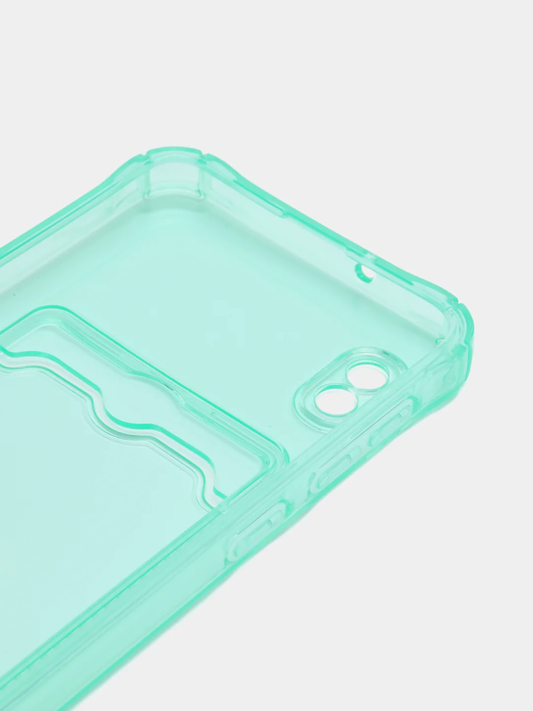 Бирюзовый чехол для Samsung Galaxy A10 (Самсунг Галакси А10), с карманом для карт, прозрачный