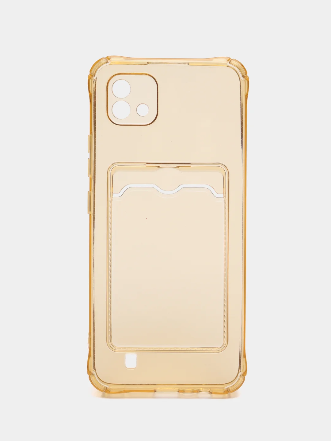 Золотой силиконовый чехол для Realme C20 / C11 2021 (Реалми С20, С11 2021), с карманом, прозрачный