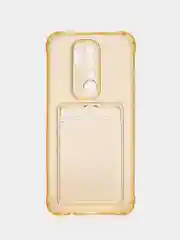 Золотой силиконовый чехол Xiaomi Redmi Note 8 Pro, с карманом для карт, прозрачный