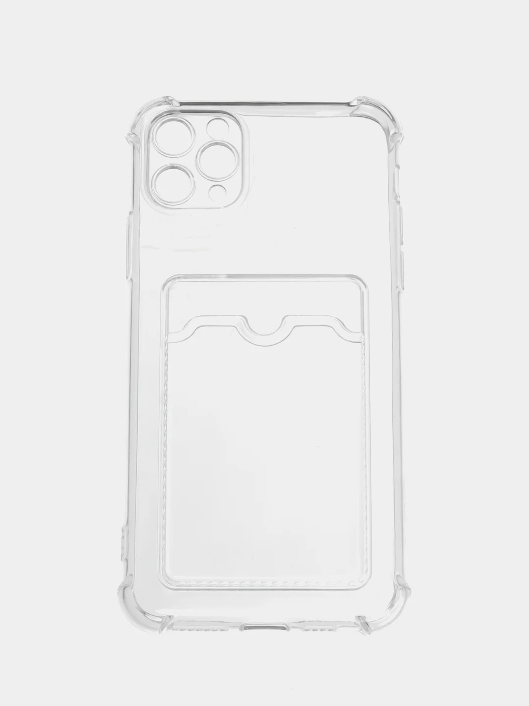 Голубой чехол для iPhone 11/12/13/14/Pro/Max/XR/7/8 прозрачный с отделом-карманом отсеком для карт