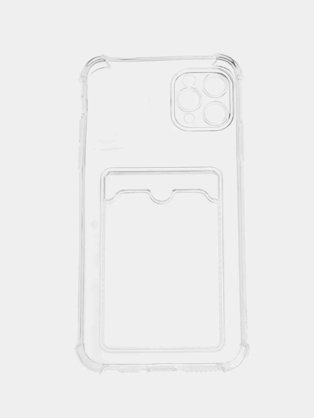 Голубой чехол для iPhone 11/12/13/14/Pro/Max/XR/7/8 прозрачный с отделом-карманом отсеком для карт