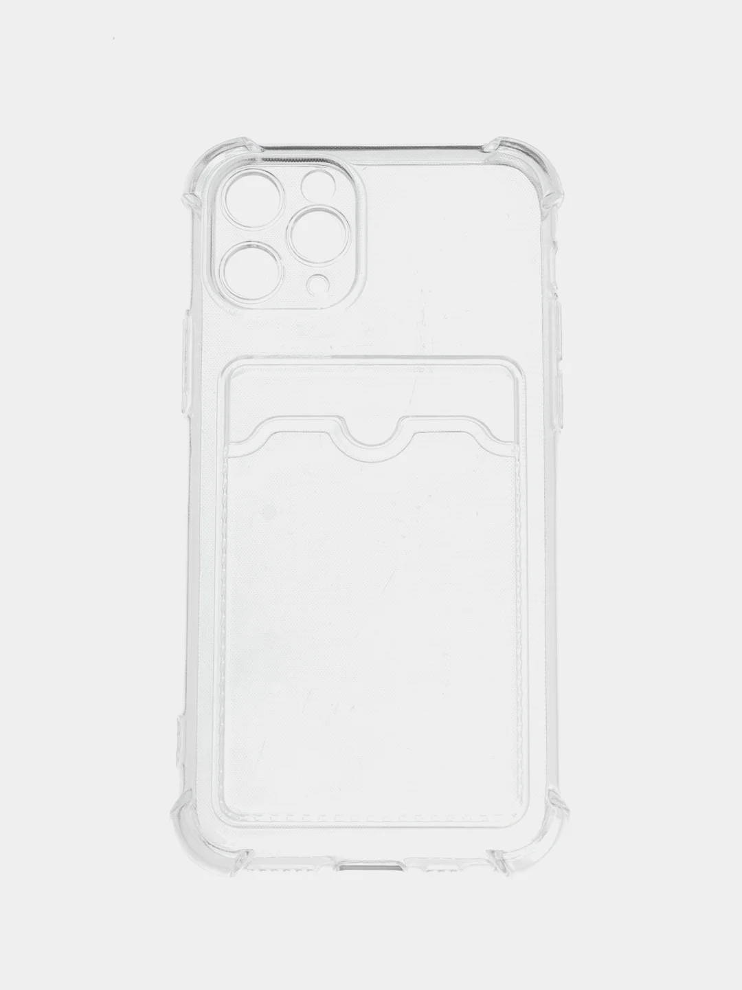 Голубой чехол для iPhone 11/12/13/14/Pro/Max/XR/7/8 прозрачный с отделом-карманом отсеком для карт