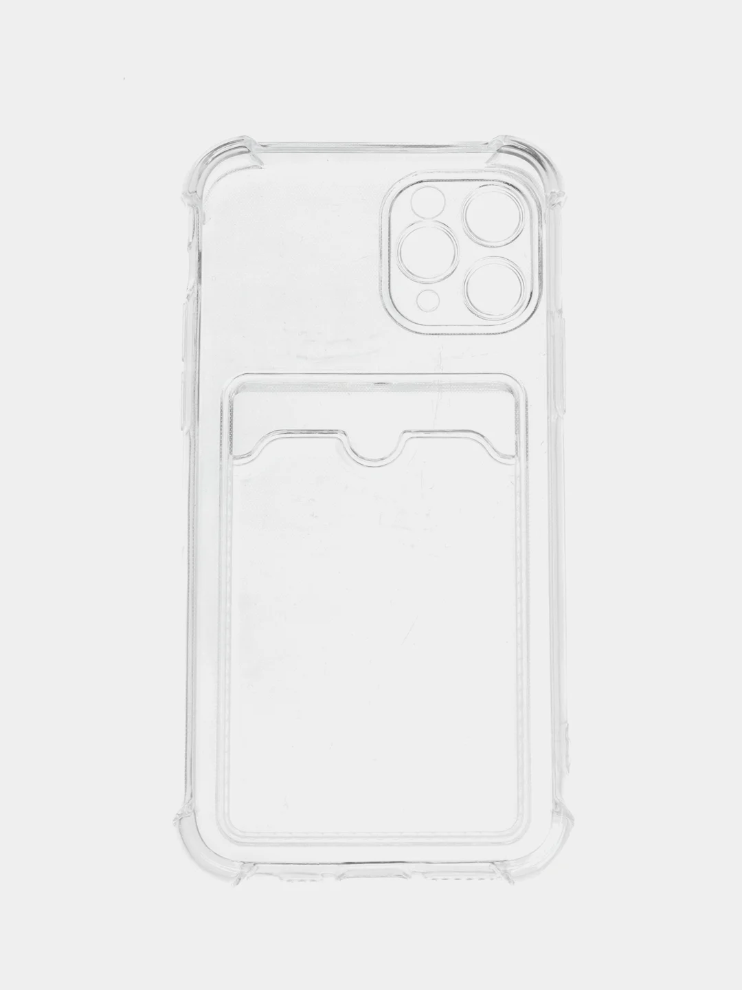Голубой чехол для iPhone 11/12/13/14/Pro/Max/XR/7/8 прозрачный с отделом-карманом отсеком для карт