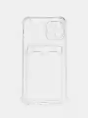 Голубой чехол для iPhone 11/12/13/14/Pro/Max/XR/7/8 прозрачный с отделом-карманом отсеком для карт