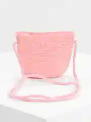 Розовый сумка пляжная детская, соломенная