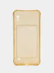 Золотой чехол для Samsung Galaxy A10 (Самсунг Галакси А10), с карманом для карт, прозрачный
