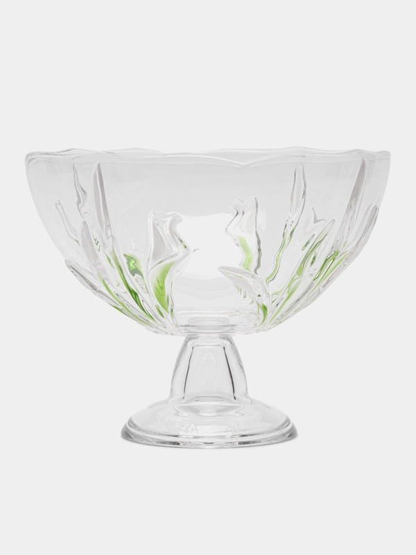 Салатник на ножке Eve white-green, 220 мм