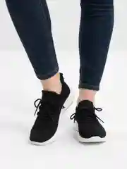 Черный женские кроссовки сетчатые, слипоны со шнурками
