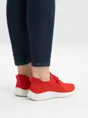 Красный женские кроссовки сетчатые, слипоны со шнурками