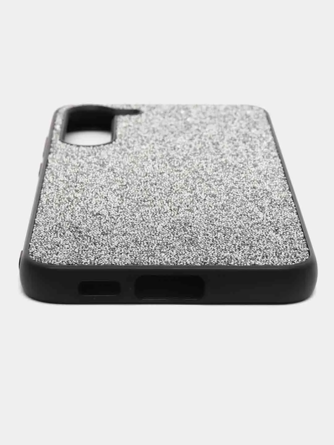 Серебряный блестящий чехол для Samsung Galaxy S23 Plus ROSCO со стразами и силиконовой окантовкой