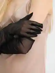 Черный перчатки женские, длинные, сетчатые
