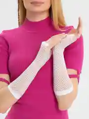 Белый митенки женские, перчатки без пальцев, в сетку