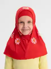 Красный капр-хиджаб "Ромашка" для малышей