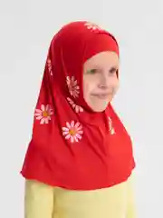 Красный капр-хиджаб "Ромашка" для малышей