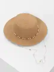 Карамельный летняя женская соломенная шляпа на цепочке