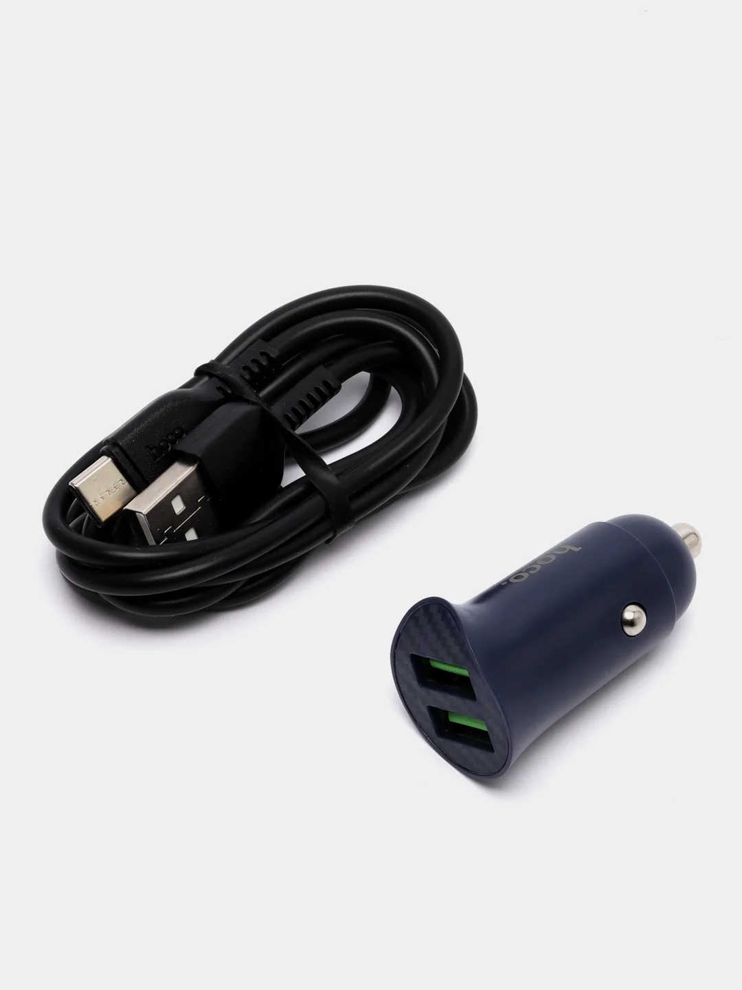 Синий автомобильное зарядное устройство Hoco Z39 2 х USB, USB-Type-C, с быстрой зарядкой