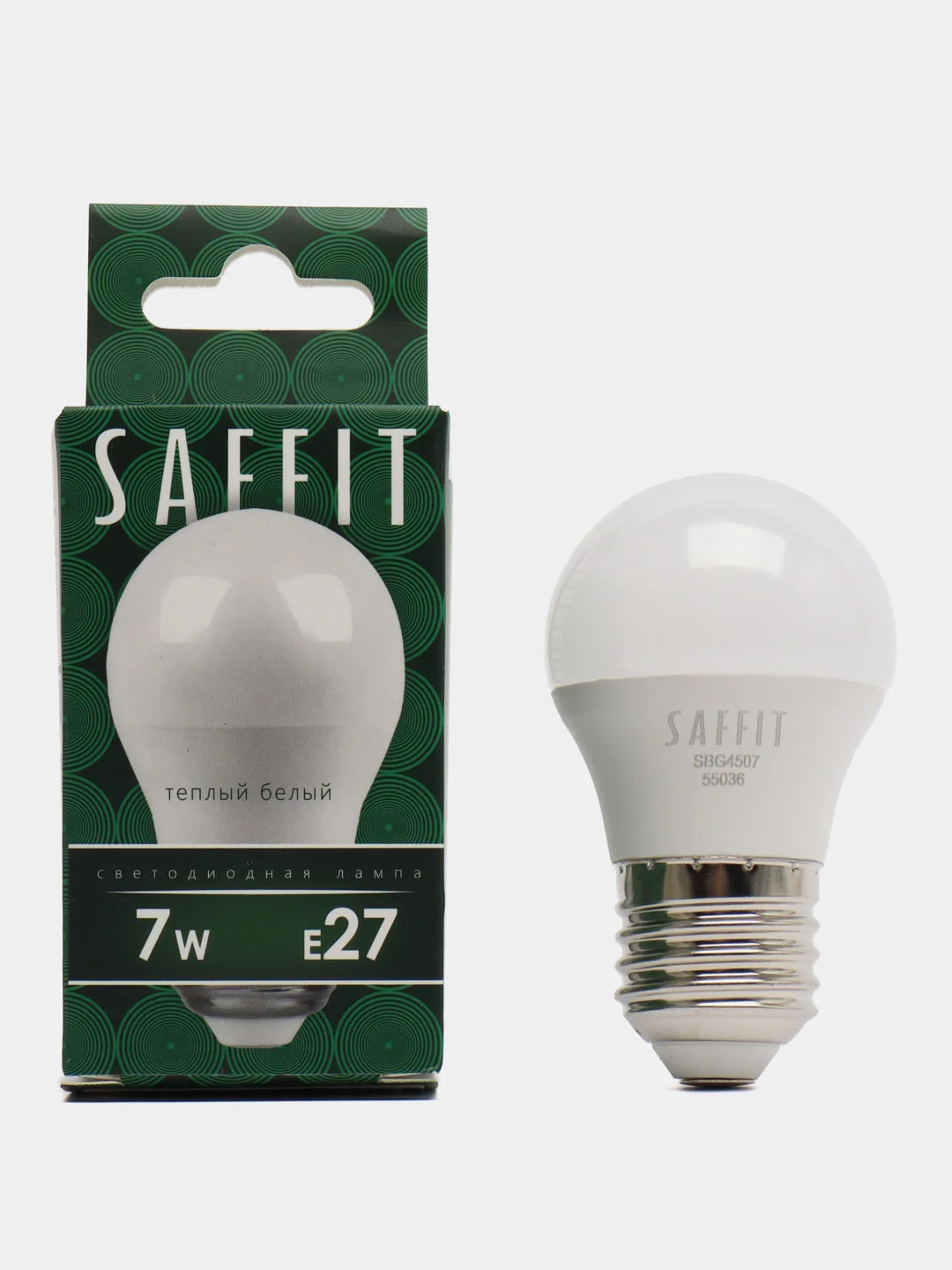 Лампа светодиодная, 7W 230V E27 2700K G45, SBG4507 55036