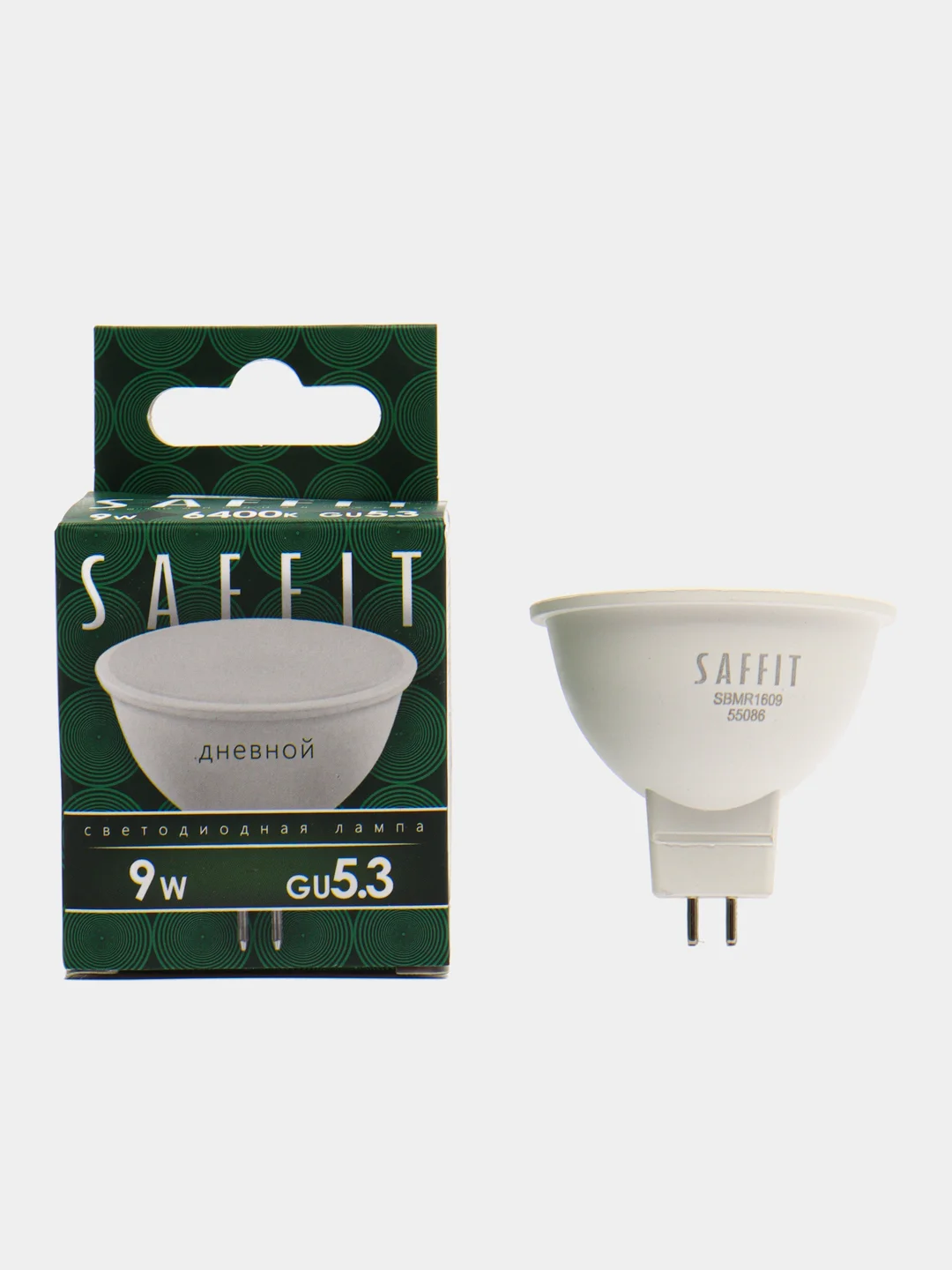 Лампа светодиодная, 9W 230V GU5.3 6400K MR16, SBMR1609 55086