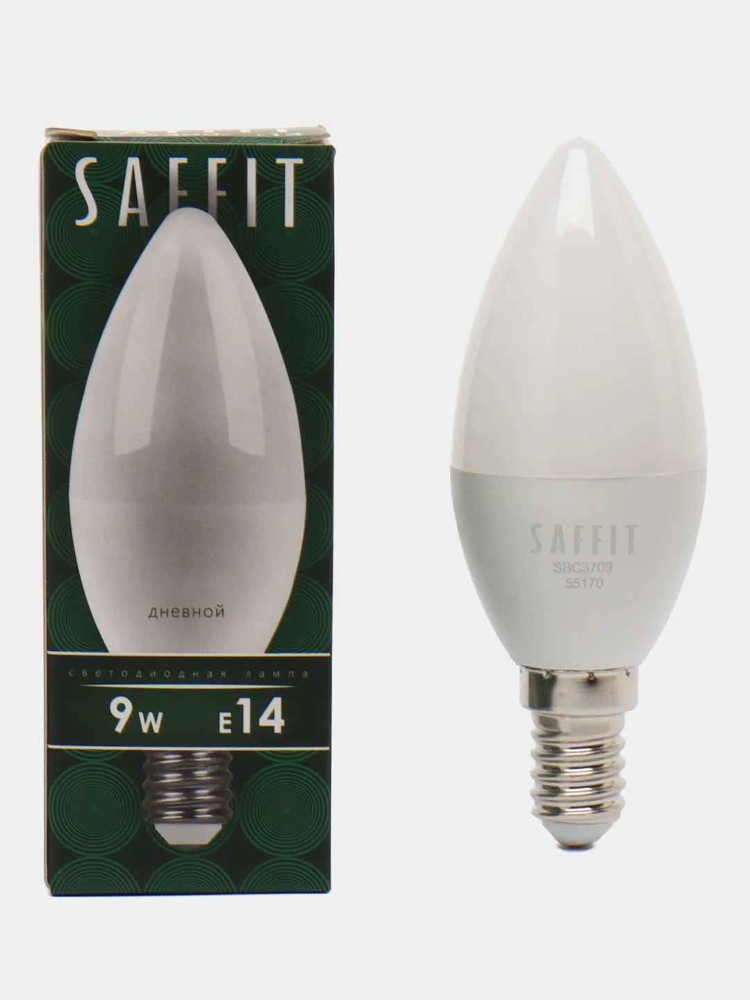 Лампа светодиодная, 9W 230V E14 6400K C37, SBC3709, 55170