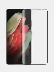 Черный защитное стекло 6D для Samsung Galaxy S21 Ultra (Самсунг Галакси С21 Ультра)